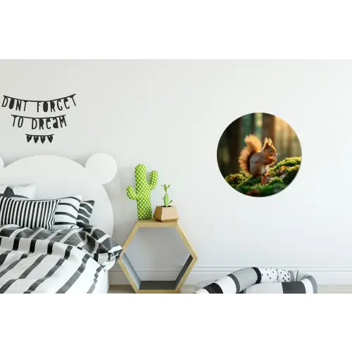 Eekhoorn - Nootje - Gras Wandcirkel aluminium klein -kinderkamer