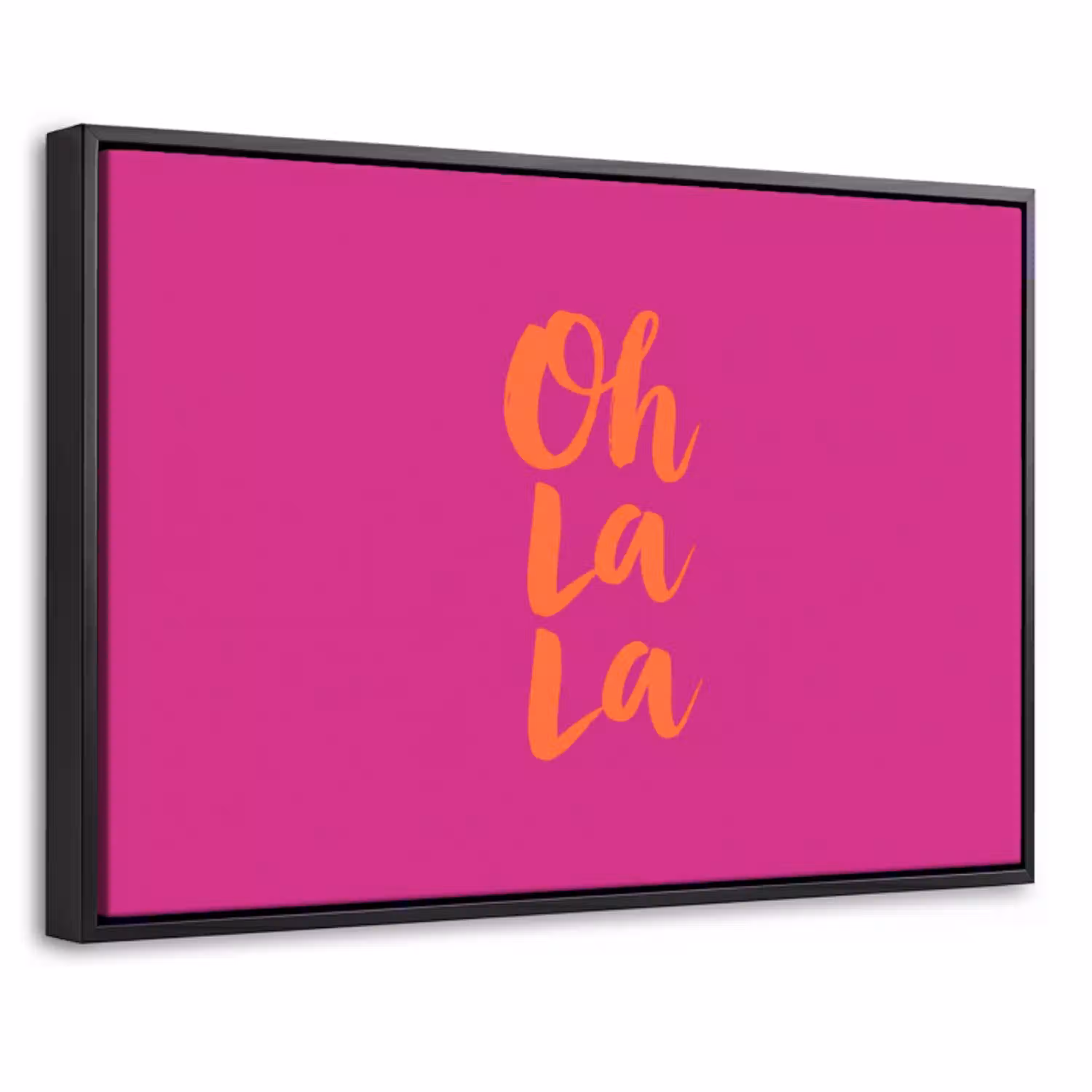 Oh la la - Roze - Oranje - Minimalistisch Canvas met baklijst klein -threedimensional_3d_global