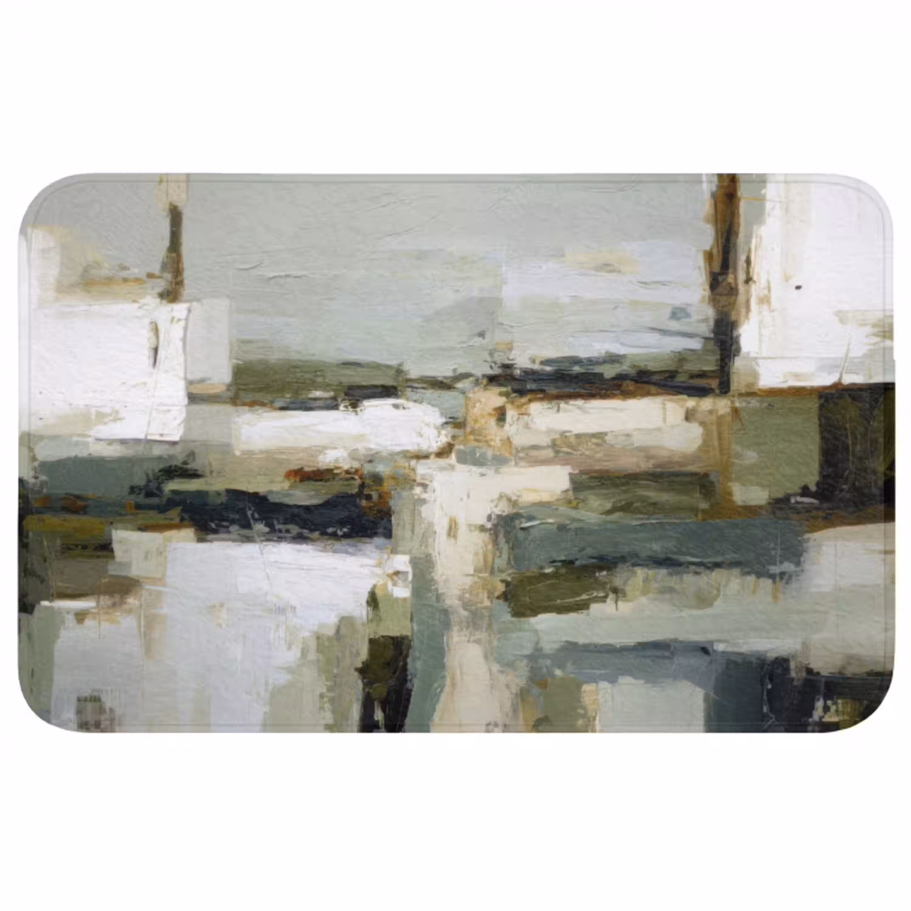Penseelstreken - Groen - Abstract - Japandi WCmat middel -3d