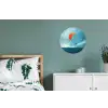 Kitesurfer - Oranje - Zee - Lucht Wandcirkel aluminium klein -slaapkamer