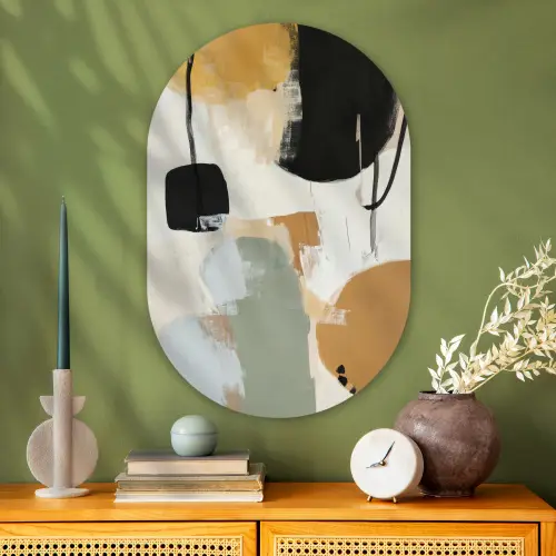Paint - Abstract - Kleuren Wandcirkel Ovaal Glas middel -sfeer2