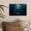 Walvis - Water - Zonnestralen - Blauw canvas 2cm klein -sfeer1