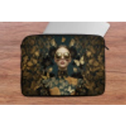 Vrouw - Bladeren - Goud - Vlinders laptophoes neopreen klein -tafel