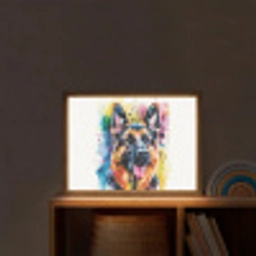 Hond - Verf - Dieren - Kleurrijk - Duitse Herder Light Box met batterij (Wandlamp kind) middel -sfeer1_kind