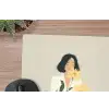 Vrouw - Bloem - Geel - Minimalistisch muismat rubber klein -closeup
