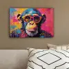 Graffiti - Chimpansee - Aap - Bril - Kleurrijk canvas 2cm klein -sfeer3