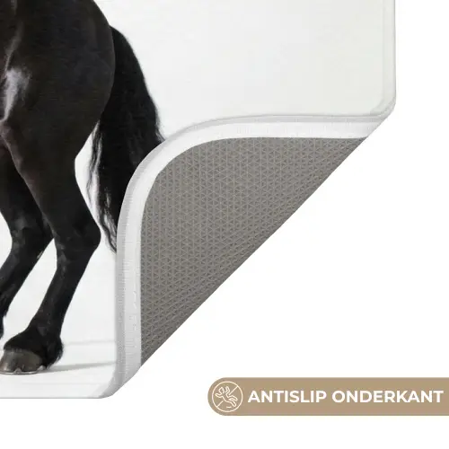 Zwart - Paard - Portret Badmat klein -USP_AntislipNL