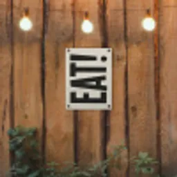 Eten - zwart - Japandi - Wit tuinposter los doek klein -sfeer1