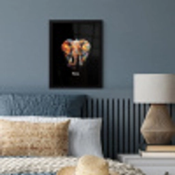 Olifant versierd met kleurrijke spetters fotolijst zwart zonder passe partout klein -sfeer3
