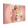 Roze - Retro - Vrouw Tuinposter op houten frame 2 cm dik klein -3d