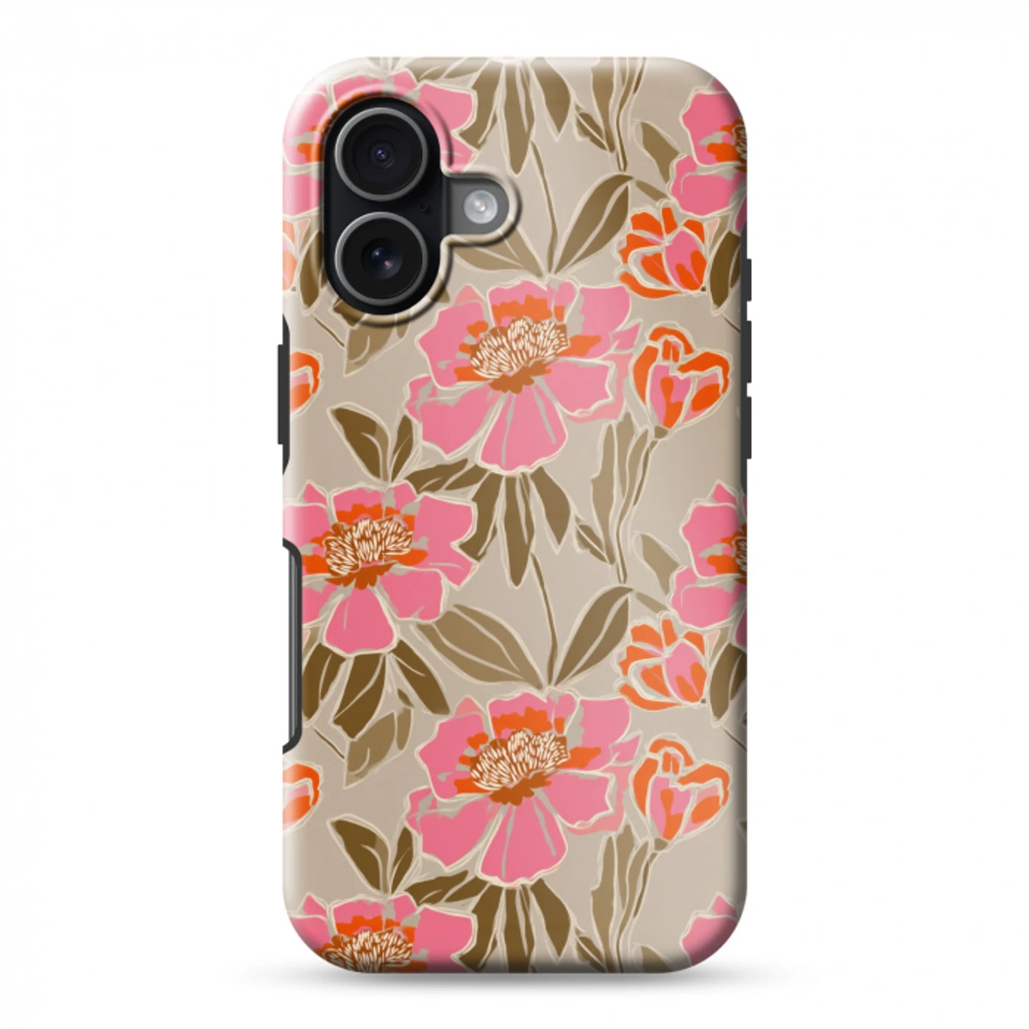 Pioenrozen - Patroon - Roze Toughcase MagSafe Apple iPhone 17 klein 1017 -3d