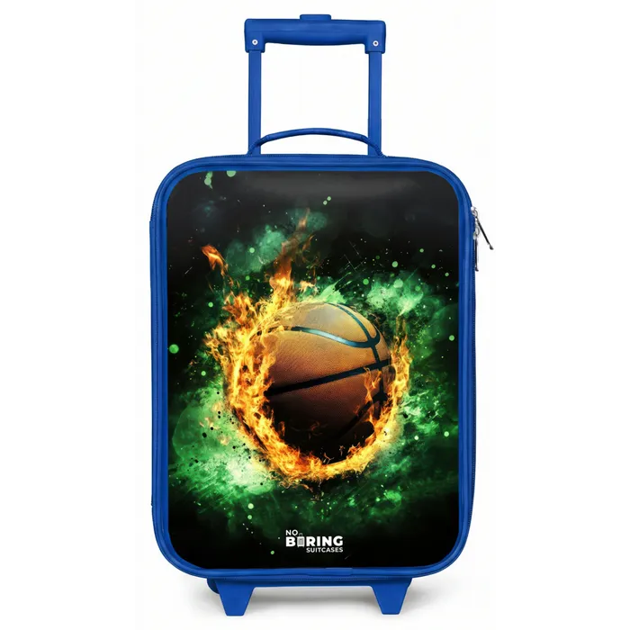 Basketbal in vlammen en explosieve energie Kinderkoffer - Blauw klein -zz3dotto