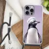 Pinguïn - Koksmuts - Lief - Paars Hoesje iPhone 16 Pro Max met koord klein -sfeer4