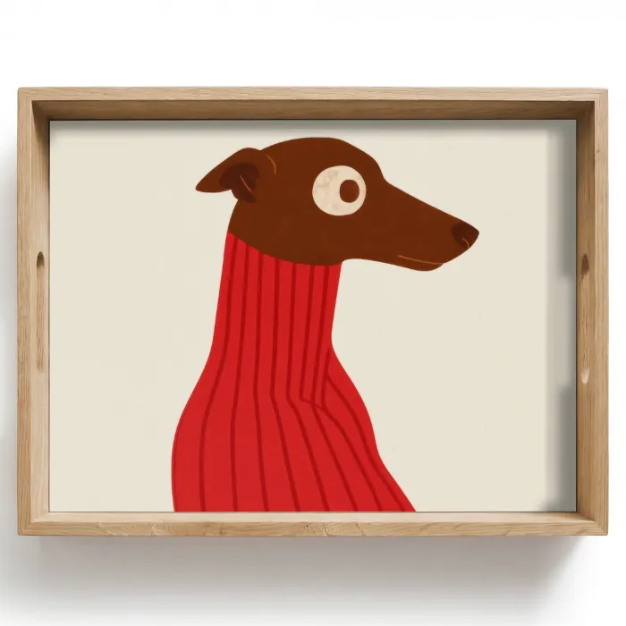 Silhouet - Hond - Trui - Rood Dienblad Rechthoek middel -z3d_shopping