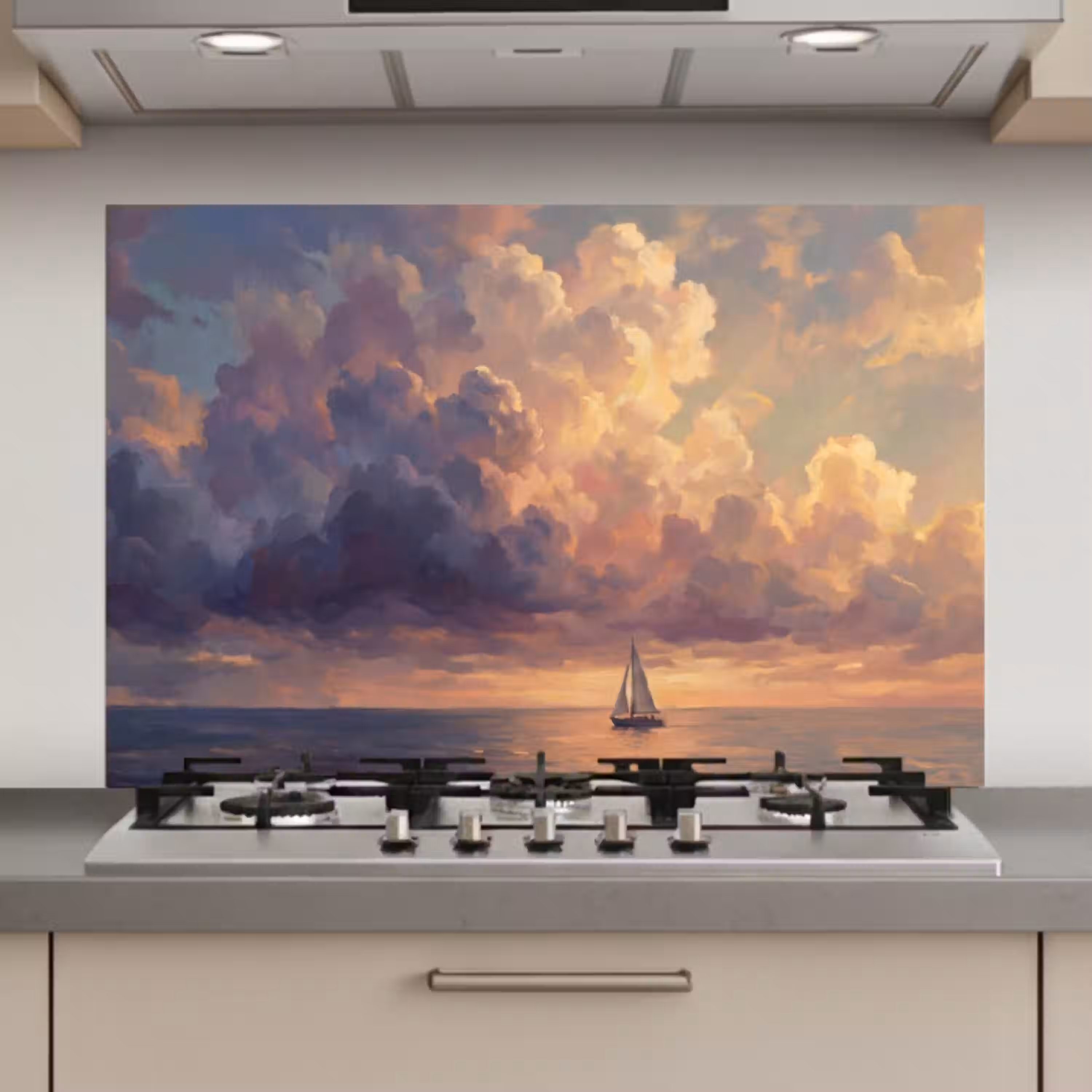 Boot - Zonsondergang - Zee - Natuur - Goud keuken achterwand spatscherm klein -3d_website