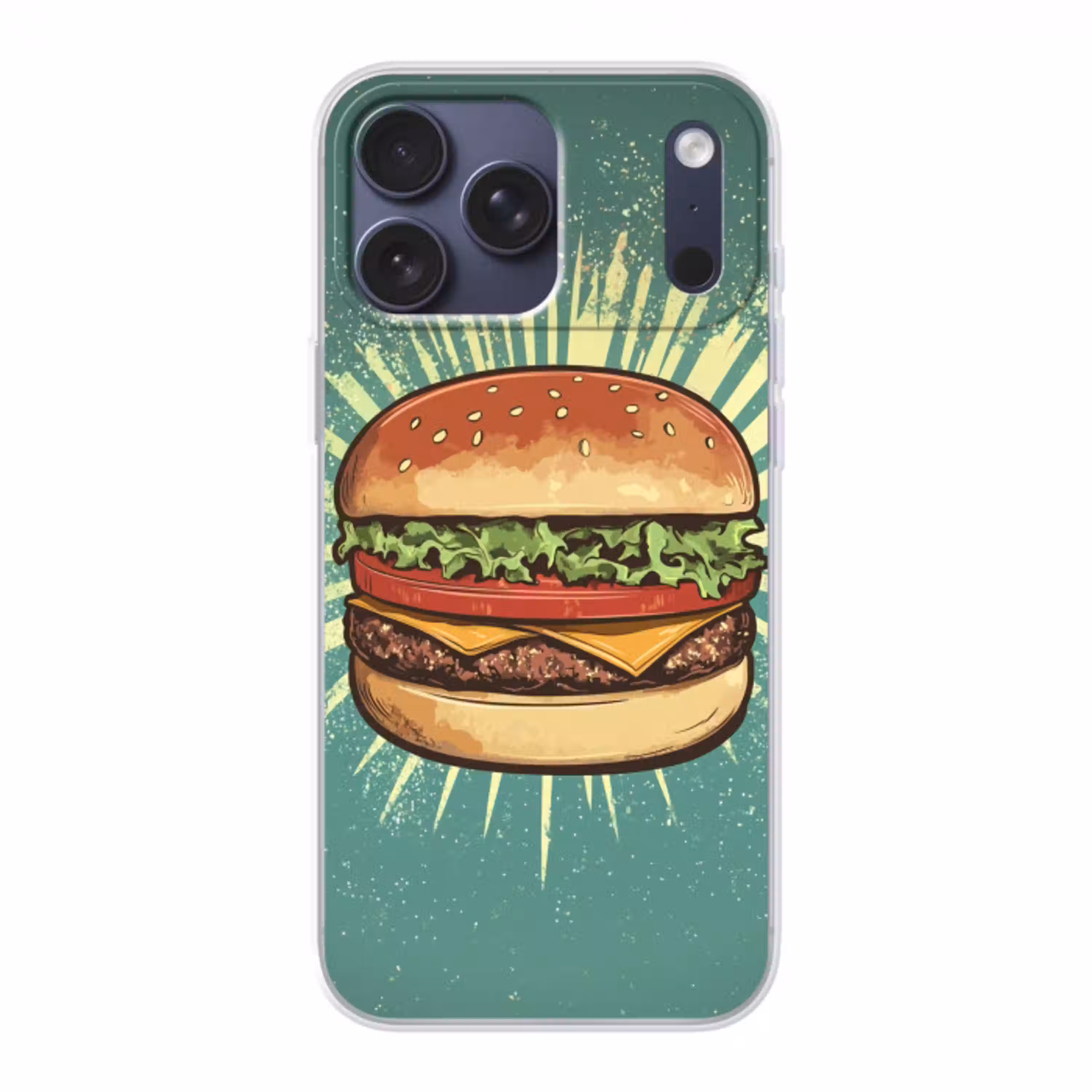 Hamburger - Illustratie - Sla - Kaas Telefoonhoesje iPhone 17 Pro Max klein -3d