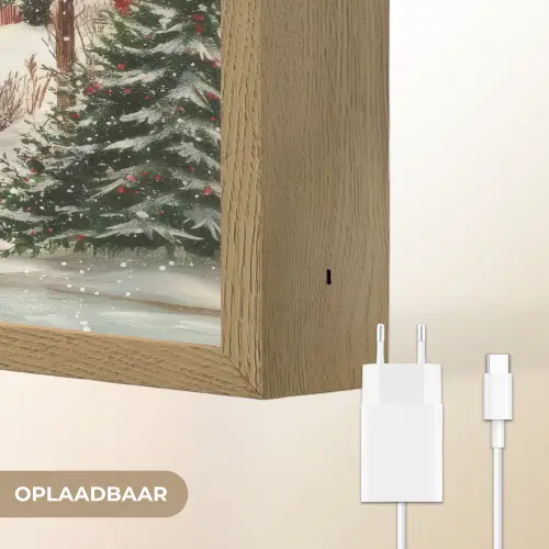 Kerstsfeer - Landelijk - Rood Light Box met batterij (Wandlamp) middel -USP_websiteoplaadbaarNL