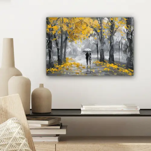 Natuur - Geel - Park -  Zwart - Wit canvas 2cm klein -sfeer6