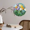 Mozaïek - Veld - Tulpen - Kleurrijk Wandcirkel behangsticker klein -sfeer3