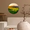 Gras - Heuvels - Zon - Natuur - Landschap Wandcirkel behangsticker klein -sfeer1