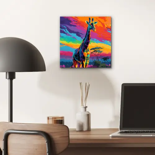 Giraffe - Savanna - Lucht - Gekleurd aluminium wit klein -sfeer5