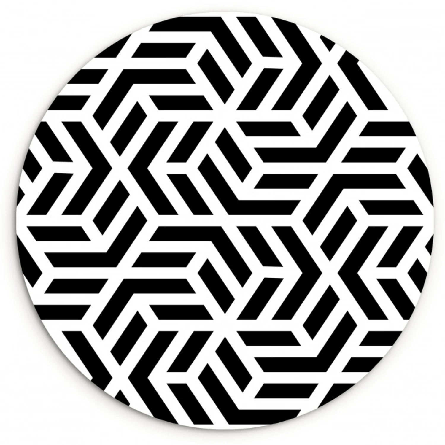 Design - Geometrie - Patroon - Zwart - Wit Wandcirkel plexiglas klein 852 -3d