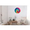Regenboog - Tie dye - Kleurrijk - Blauw Wandcirkel aluminium klein -woonkamer