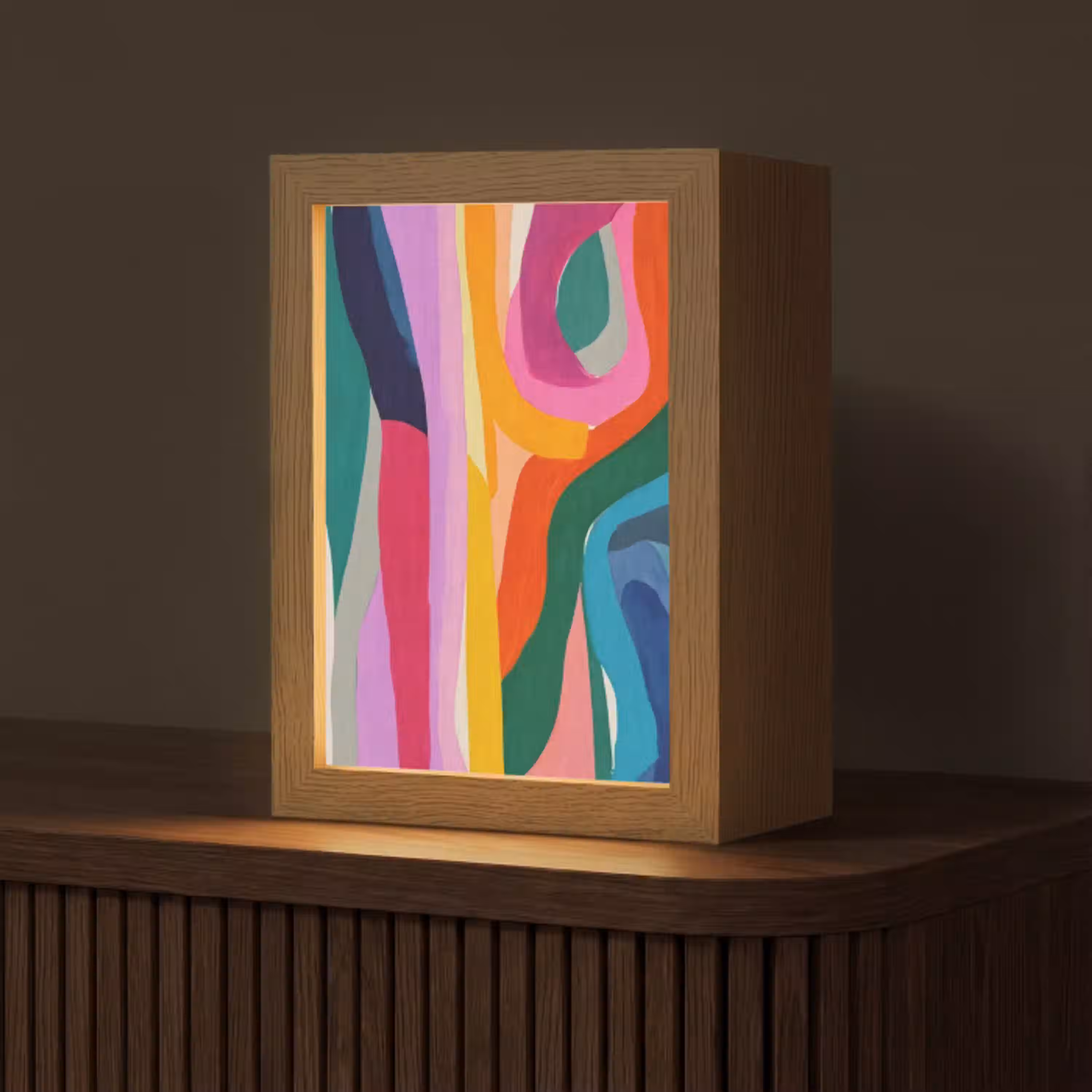 Abstract - Kleurrijk - Golven - Lijnen Light Box met kabel (Tafellamp) klein -z3d_website