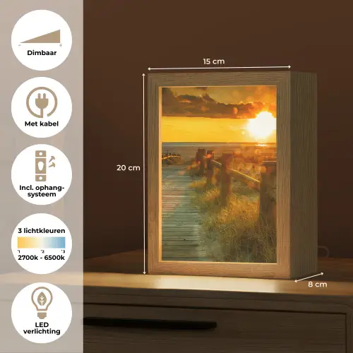 Zon - Strand - Duin - Horizon - Gras - Pad - Oranje Light Box met kabel (Tafellamp) klein -USP_NL