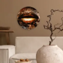 Goud - Lippen - Kunst - Goud - Luxe - Abstract Wandcirkel kunststof plaat 5mm dik klein -sfeer1