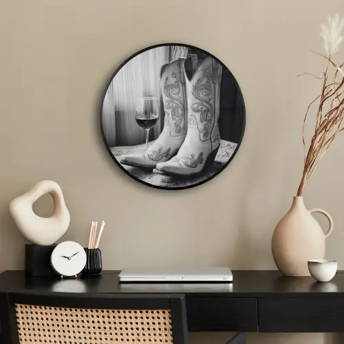 Wijn - Cowboylaarzen - Raamlicht - Wit Fotolijst rond zonder passe partout klein -sfeer1