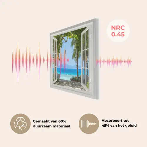 Doorkijk - Boom - Zee - Palmboom - Heuvels - Strand - Blauw PET vilt klein -USP_NL