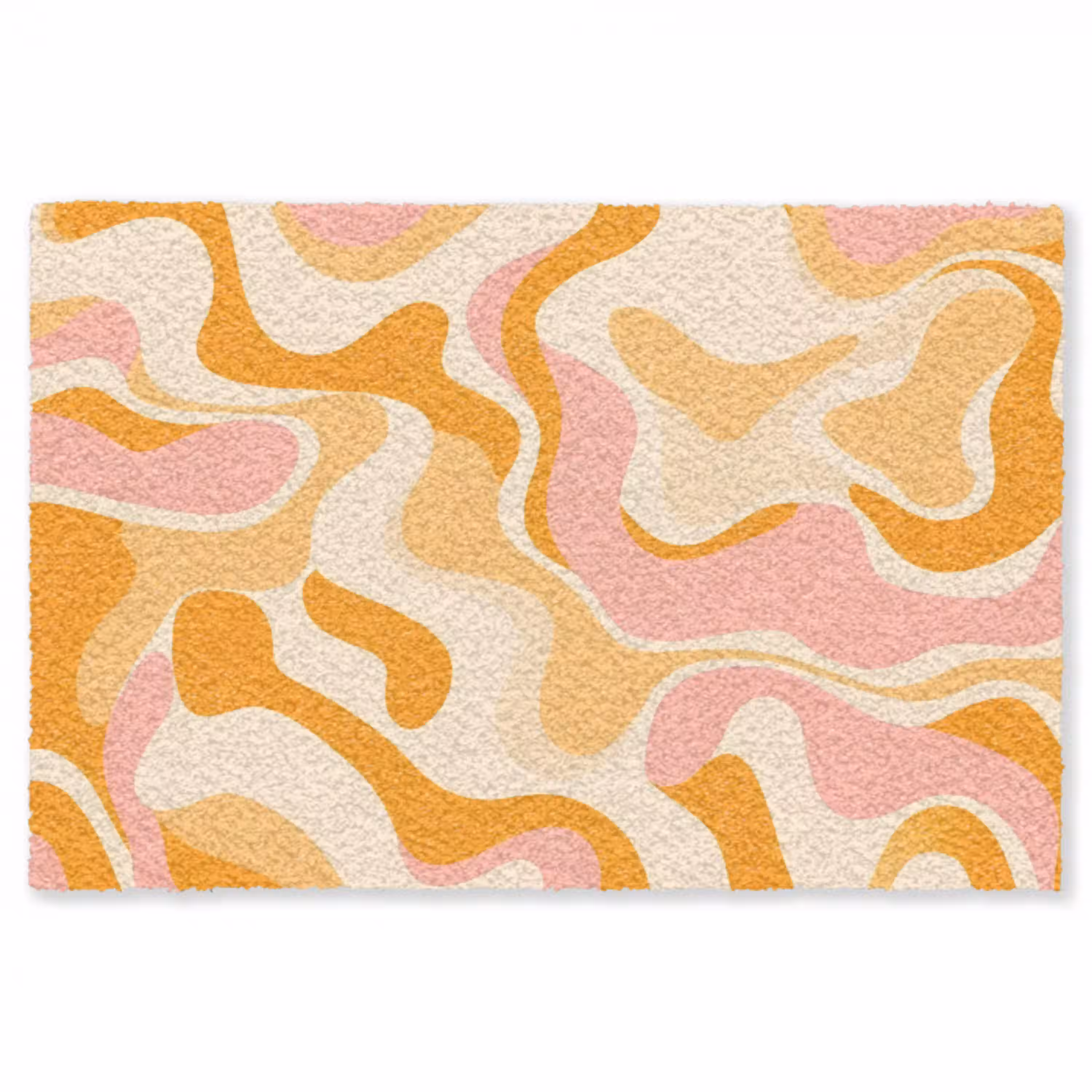 Abstract - Golvend - Oranje Vloerkleed Rechthoek klein -3d