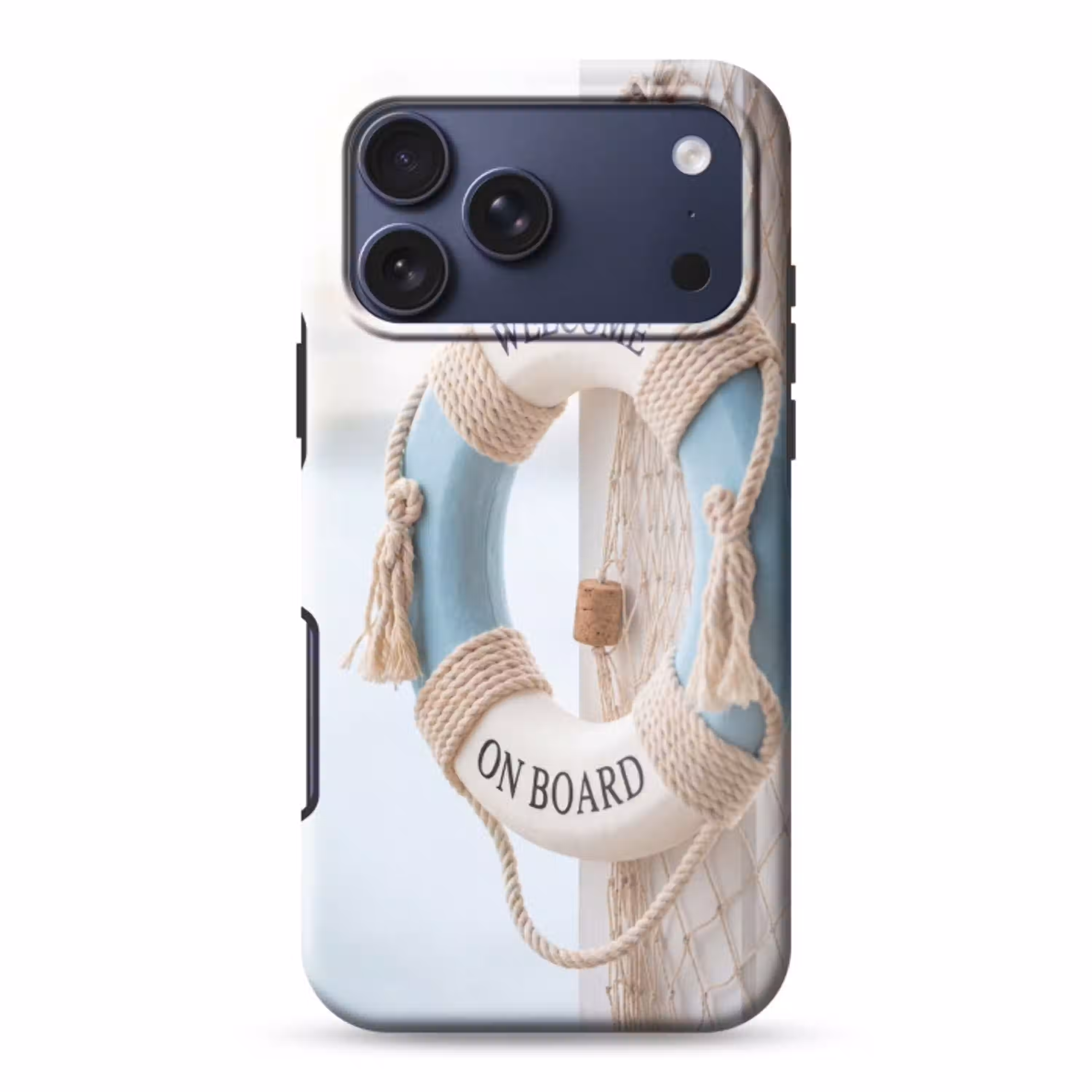 Reddingsboei - Maritiem - Welkom - Blauw - Wit Toughcase MagSafe Apple iPhone 17 Pro Max klein -3d