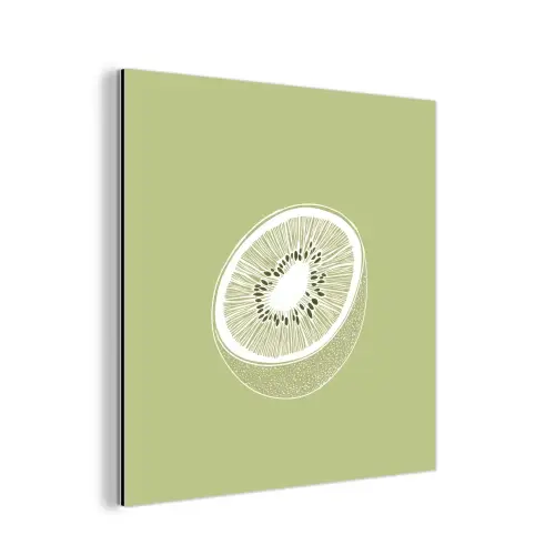 Kiwi - Lijntekening - Minimalistisch - Groen aluminium wit klein -3d