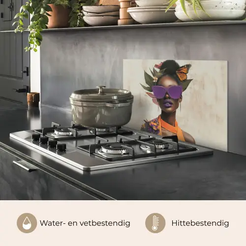 Vrouw - Zonnebril - Vlinder - Bloemen keuken achterwand spatscherm klein -usp_NL