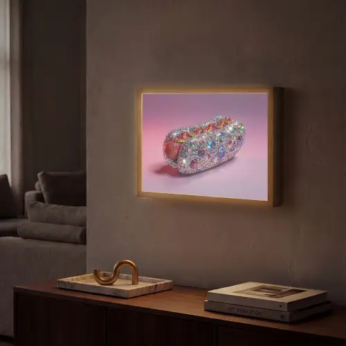 Hotdog - Steentjes - Glitters - Paars Light Box met batterij (Wandlamp) middel -sfeer1
