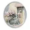 Fiets - Pastelkleuren - Bloemen Akoestische PET Vilt - Rond klein -3d
