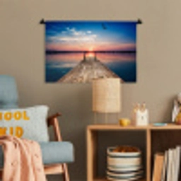 Steiger - Water - Zonsondergang - Roze - Horizon Wandkleed katoen klein -wsfeer4_kind