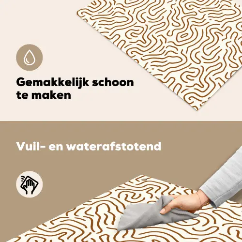 Minimalistisch - Patroon - Terracotta Inductie beschemer met haakjes klein 777 -ky-schoon-nl