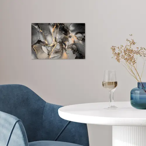Grijs - Luxe  - Goud - Marmer poster papier klein -sfeer3