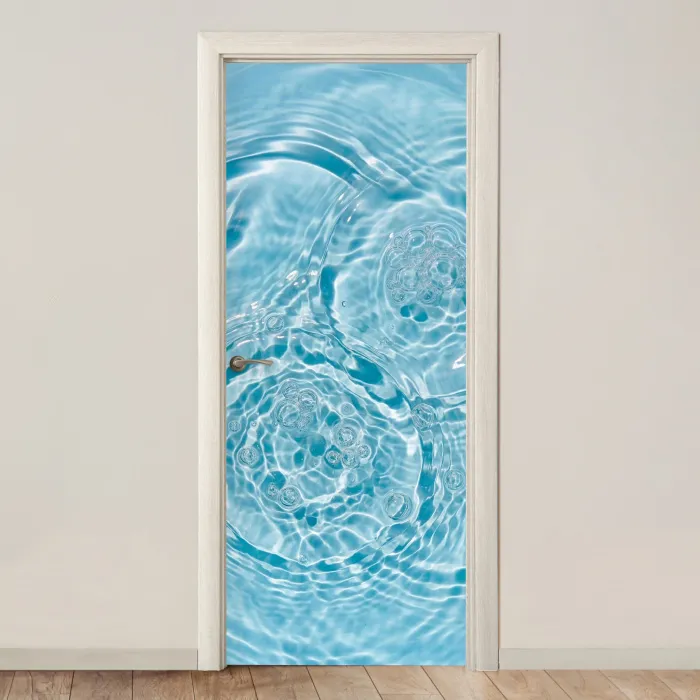 Water - Blauw - bubbels deurposter klein -3d_beige