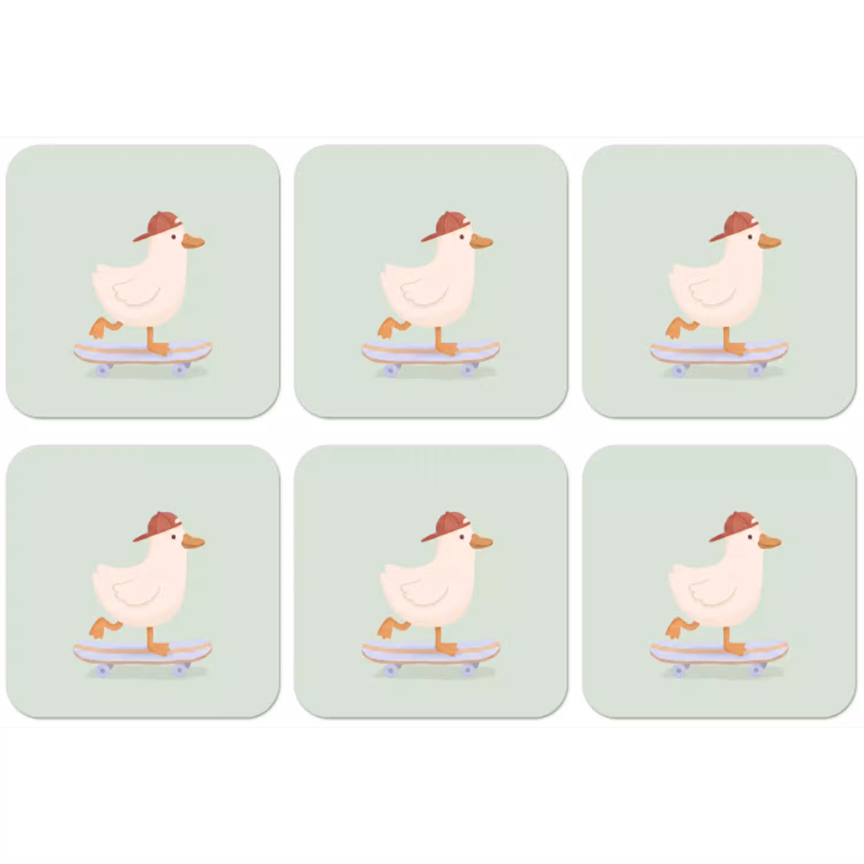 Vogel - Skateboard - Dieren - Cartoon - Speels onderzetter kurk middel -zkaufland3dotto