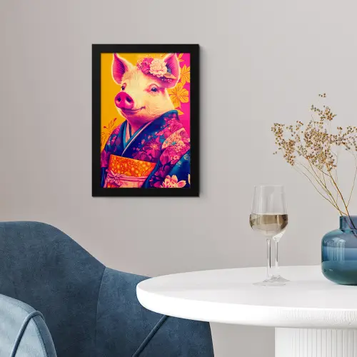 Varken - Bloemkroon - Kimono - Abstract fotolijst zwart zonder passe partout klein -sfeer4