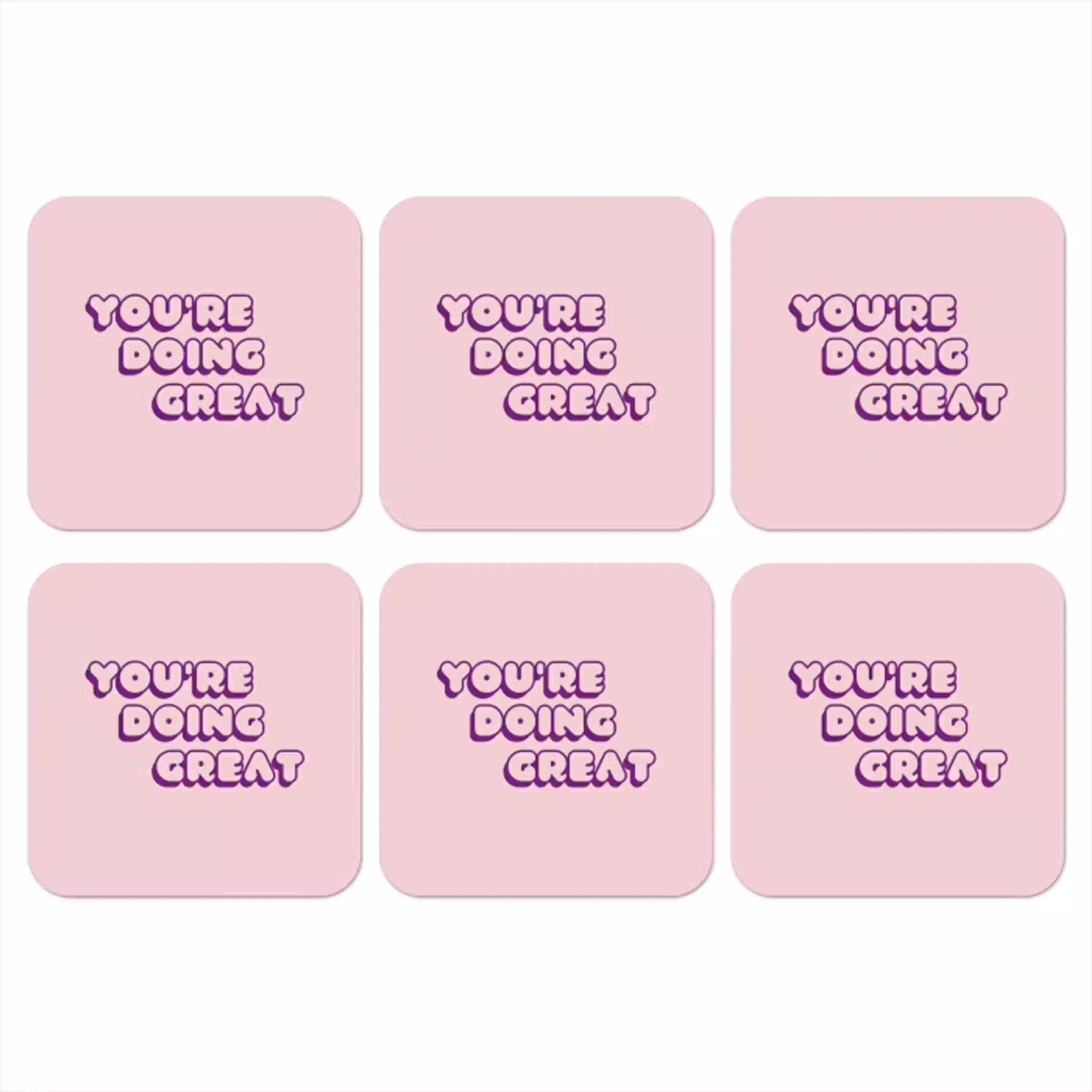 You're doing great - Roze - Bubble letters onderzetter kurk middel -3d