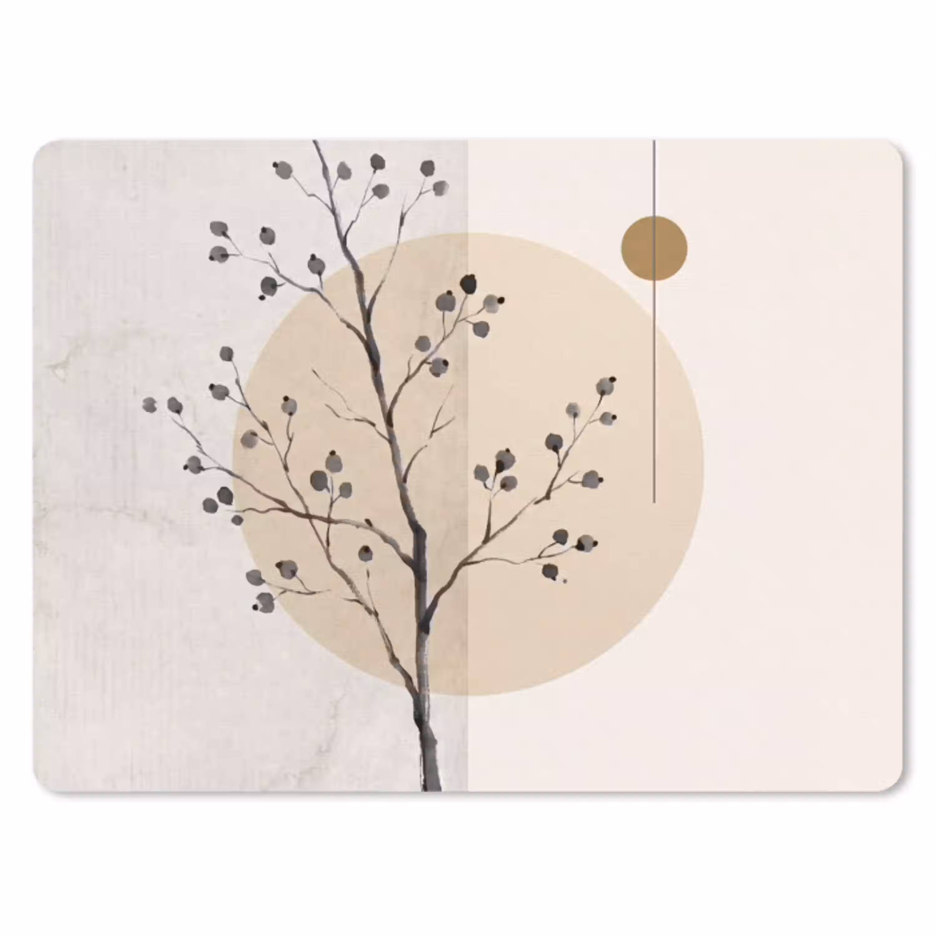 Plant - Abstract - Beige muismat rubber klein -3d