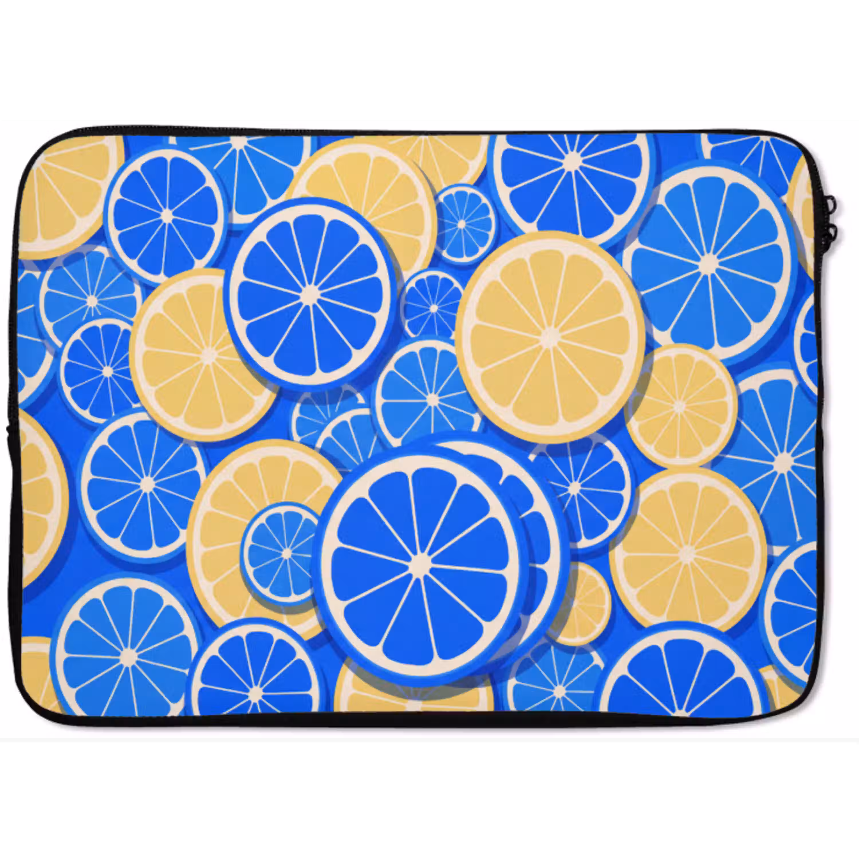 Fruit - Schijven - Patroon - Modern - Blauw - Geel laptophoes neopreen klein -zkaufland3dotto