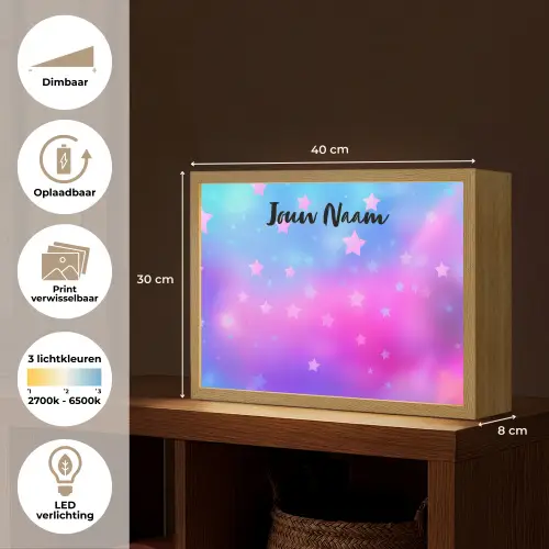 Sterren - Roze - Blauw Light Box met batterij (Wandlamp kind) middel -USP_websiteoverzichtNL