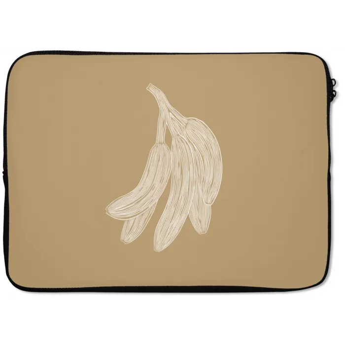 Bananen - Beige - Lijntekening - Minimalistisch laptophoes neopreen klein -zkaufland3dotto