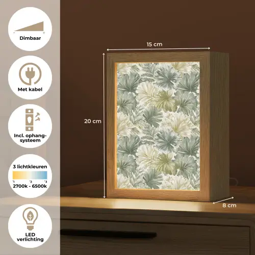 Bladeren - Botanisch - Groen Light Box met kabel (Tafellamp) klein 925 -USP_NL